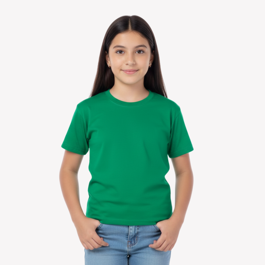 Playera Esencial Manga Corta Para Niño Unisex Color Verde Jade