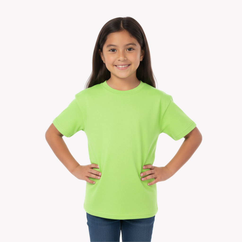 Playera Esencial Manga Corta Para Niño Unisex Color Verde Lima