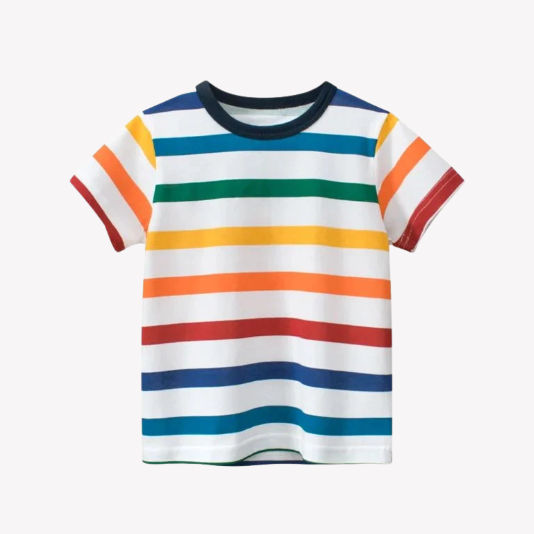 Playera de Manga Corta Para Niños Con Rallas de Colores