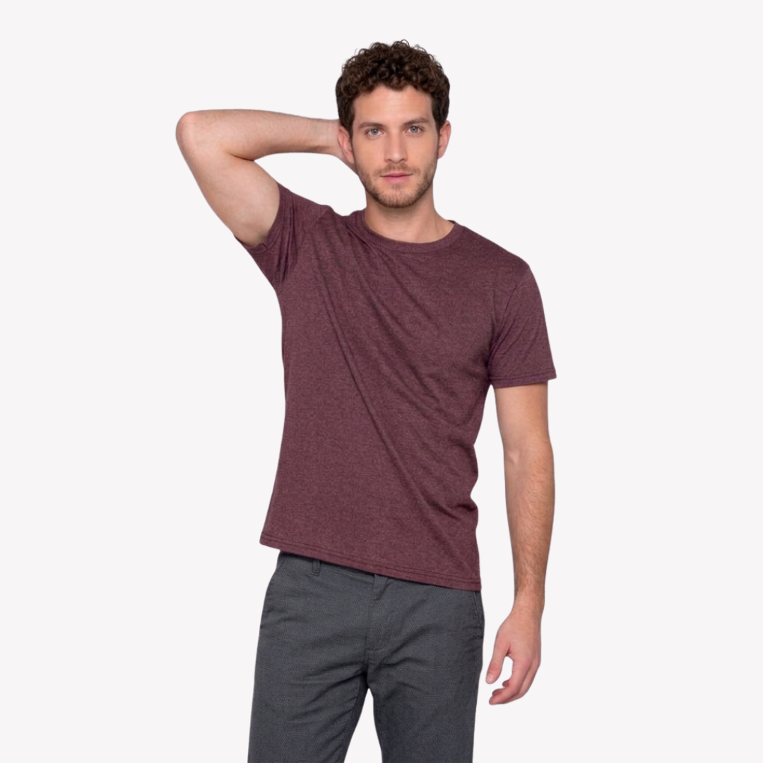 Playera Esencial Manga Corta Para Hombre Color Marrón Jaspeado