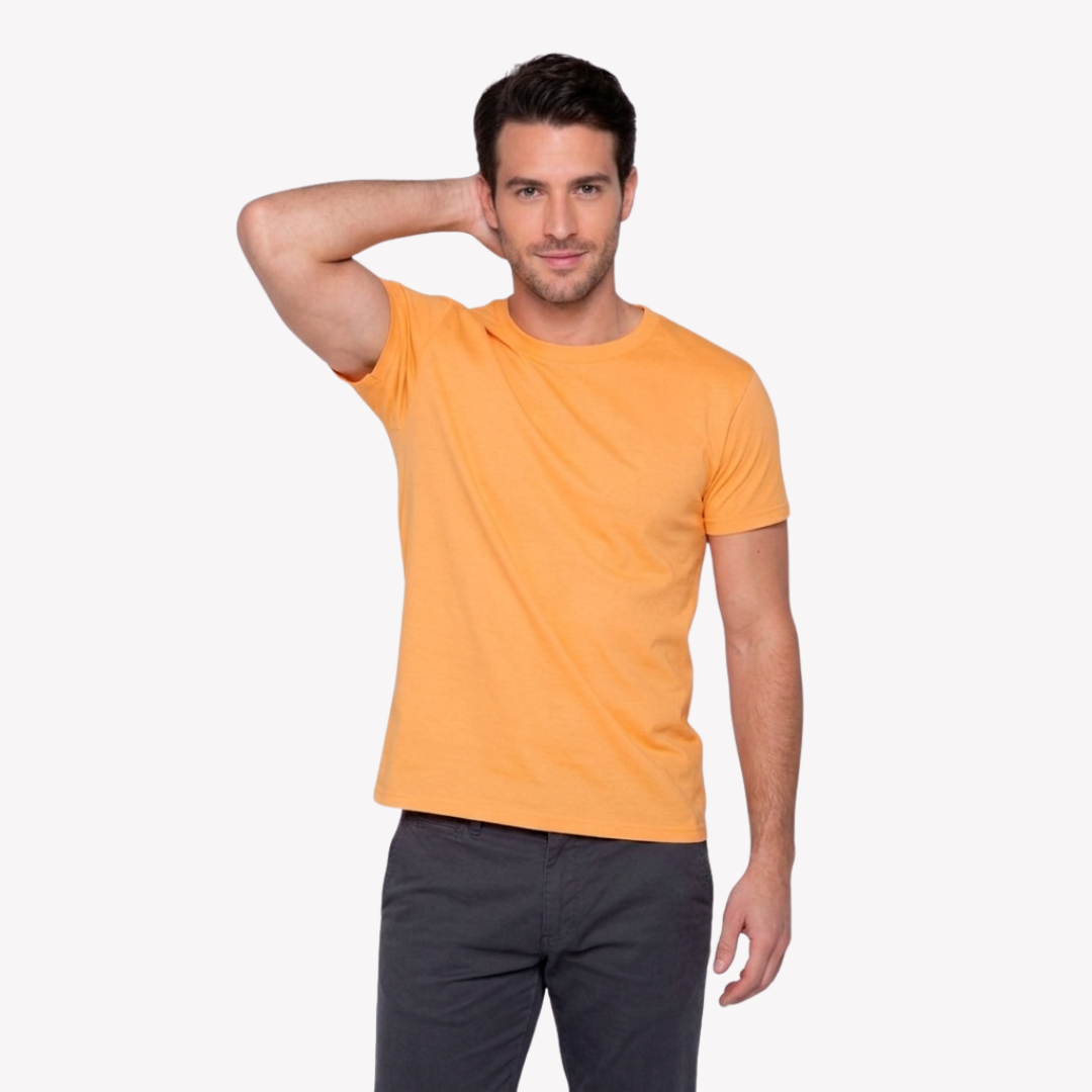 Playera Esencial Manga Corta Para Hombre Color Naranja Neón