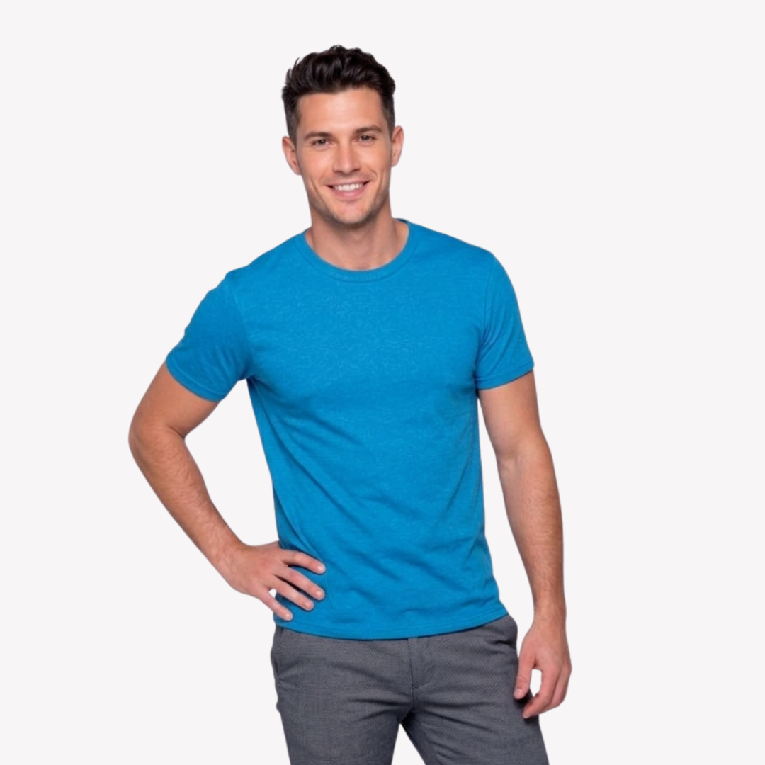Playera Esencial Manga Corta Para Hombre Color Turquesa Jaspeado