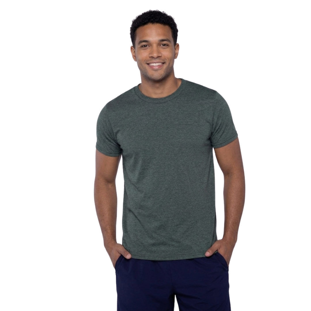 Playera Esencial Manga Corta Para Hombre Color Verde Bosque Jaspeado