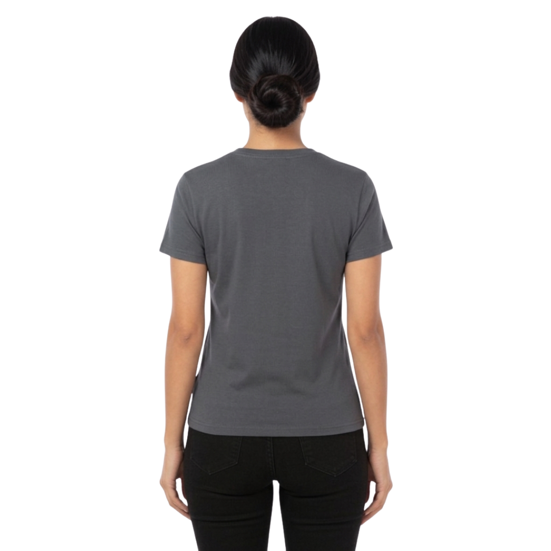 Playera Cuello Redondo Manga Corta Con Silueta Para Dama Color Carbón