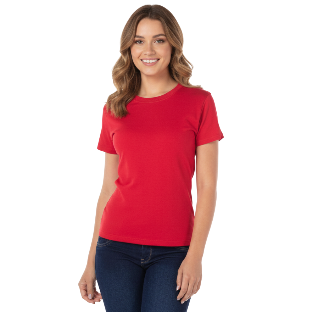 Playera Cuello Redondo Manga Corta Con Silueta Para Dama Color Rojo