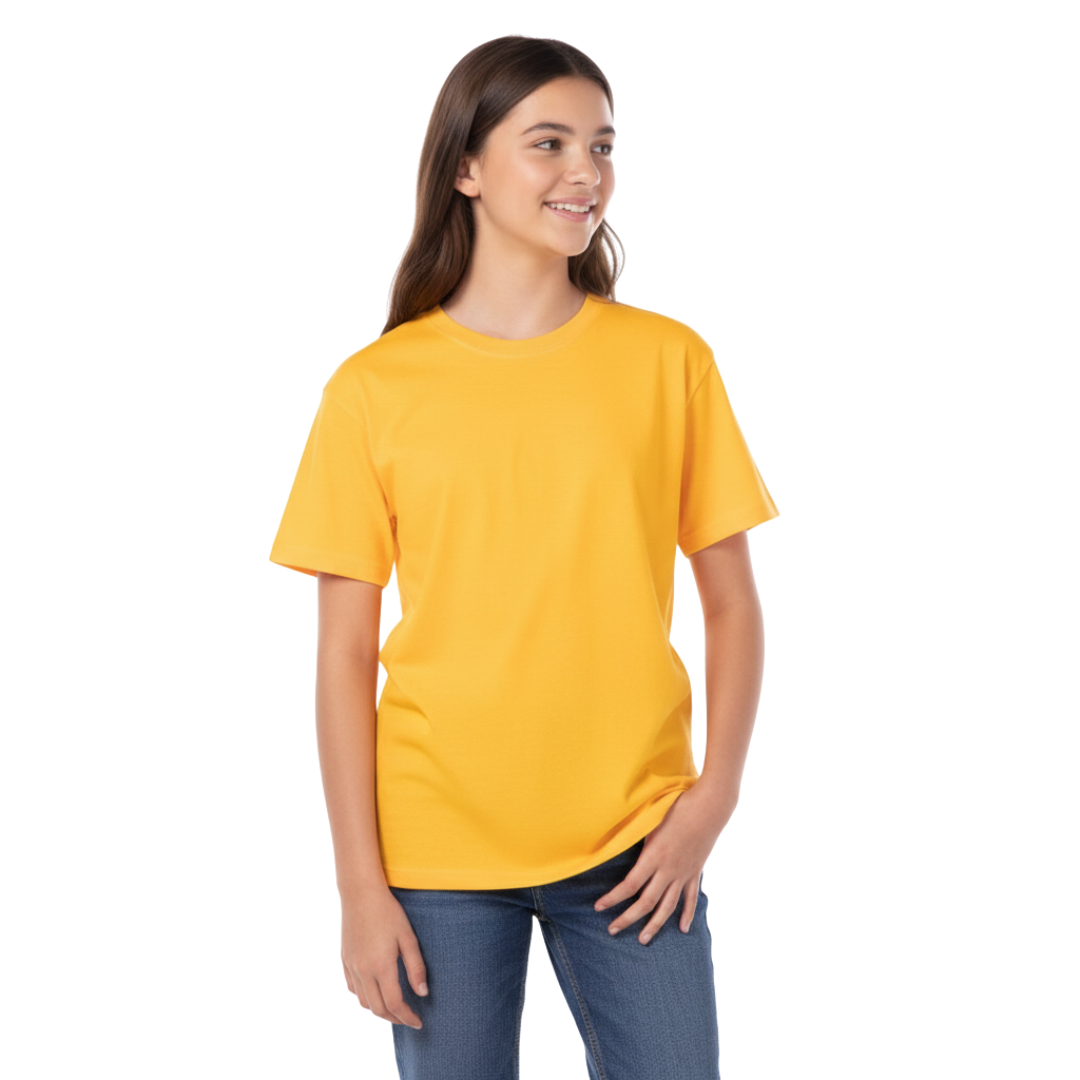 Playera Cuello Redondo Manga Corta Juvenil Unisex Color Amarillo Mango