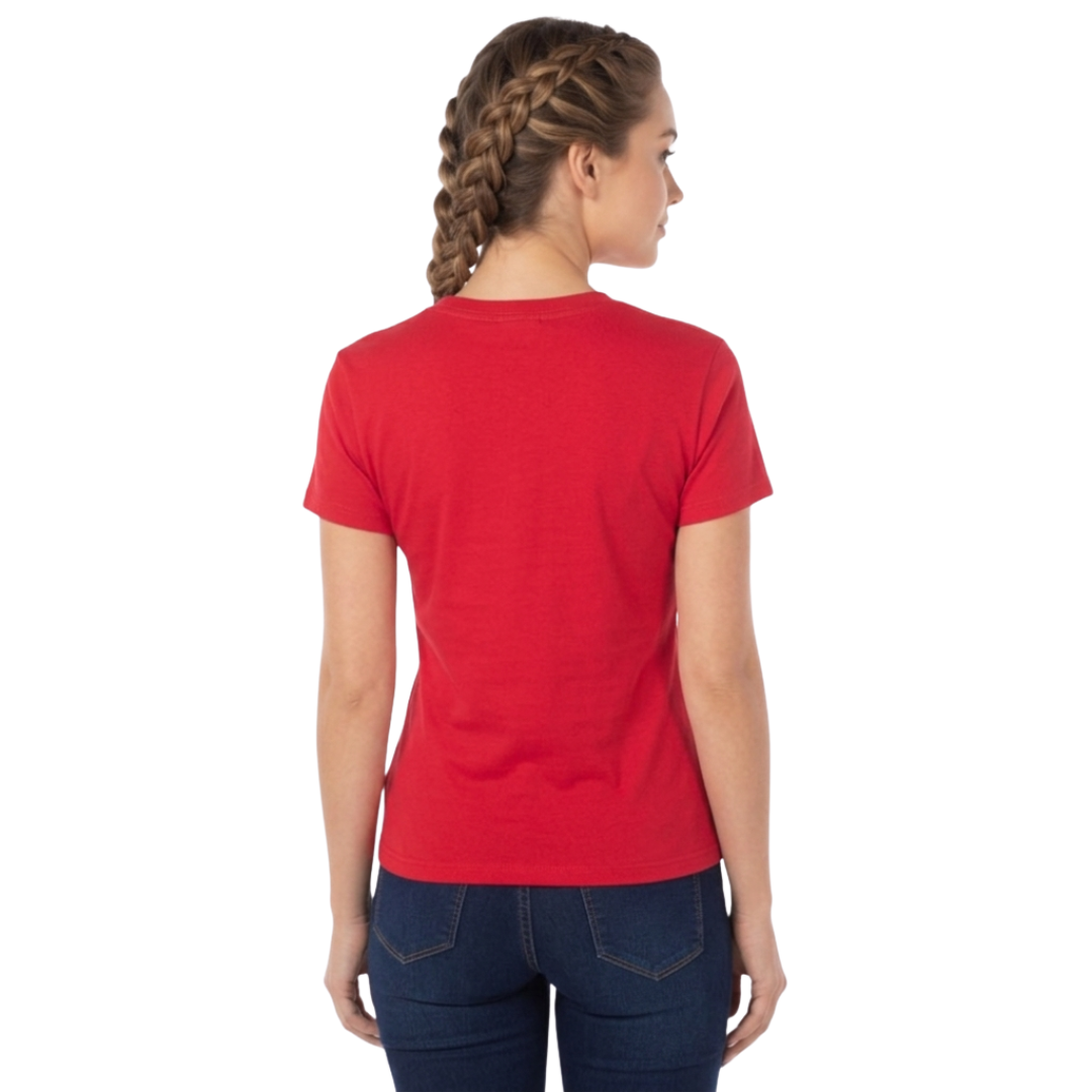 Playera Cuello Redondo Manga Corta Con Silueta Para Dama Color Rojo