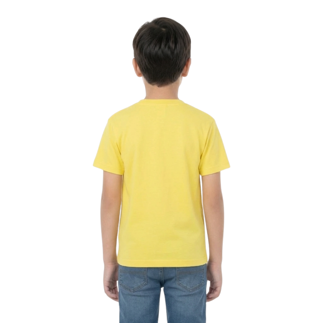 Playera Cuello Redondo Manga Corta de Niño Unisex Color Amarillo Canario
