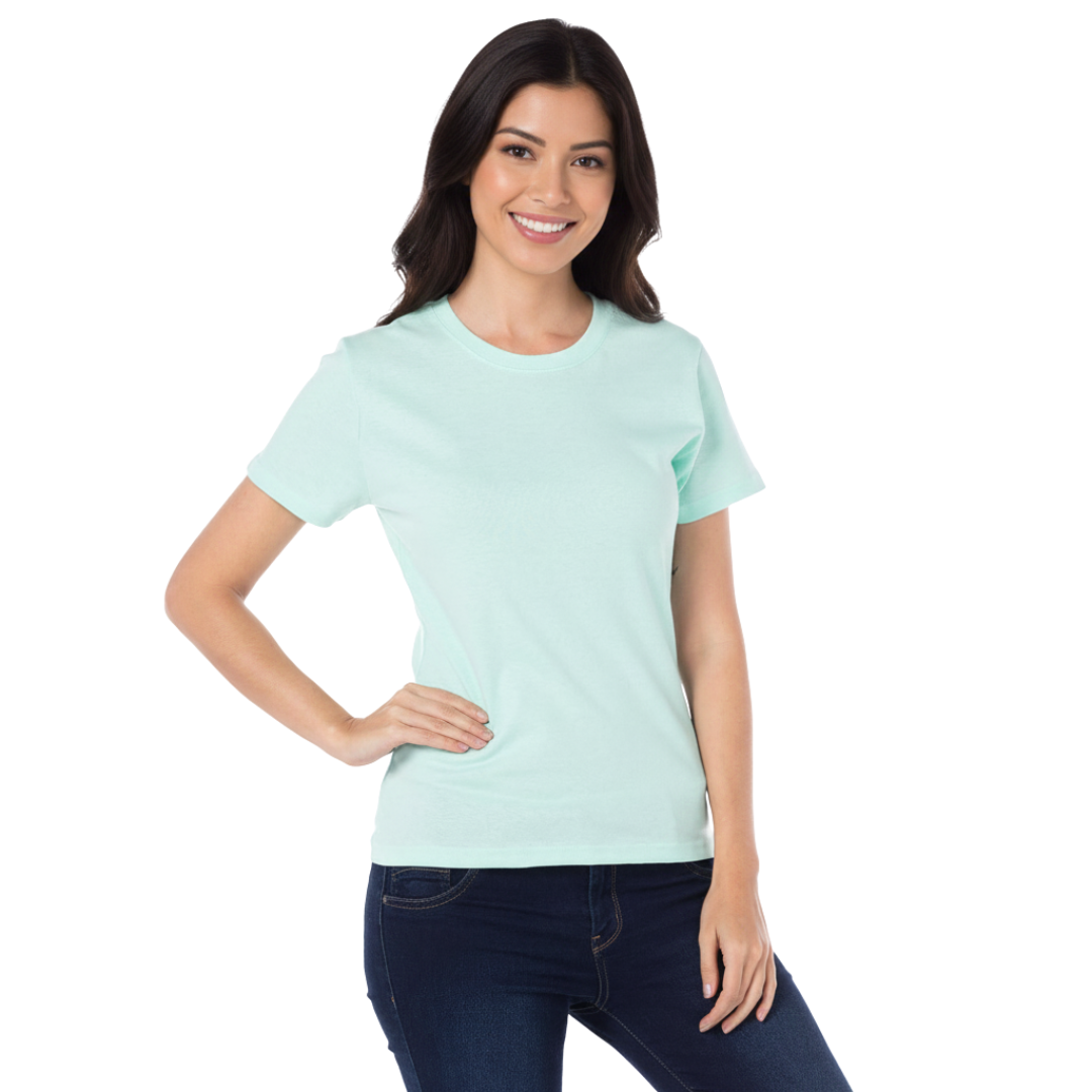 Playera Cuello Redondo Manga Corta Con Silueta Para Dama Color Aqua