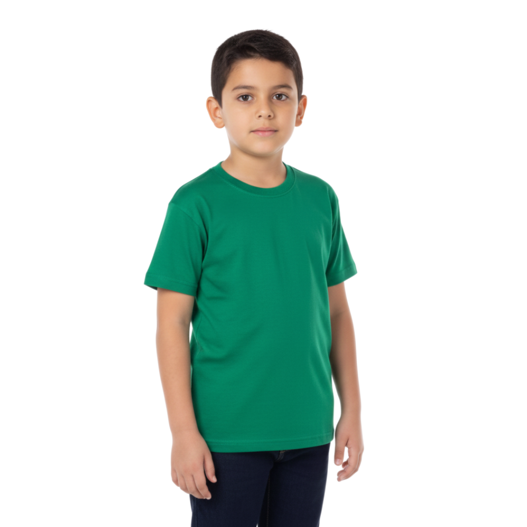 Playera Cuello Redondo Manga Corta de Niño Unisex Color Verde Jade