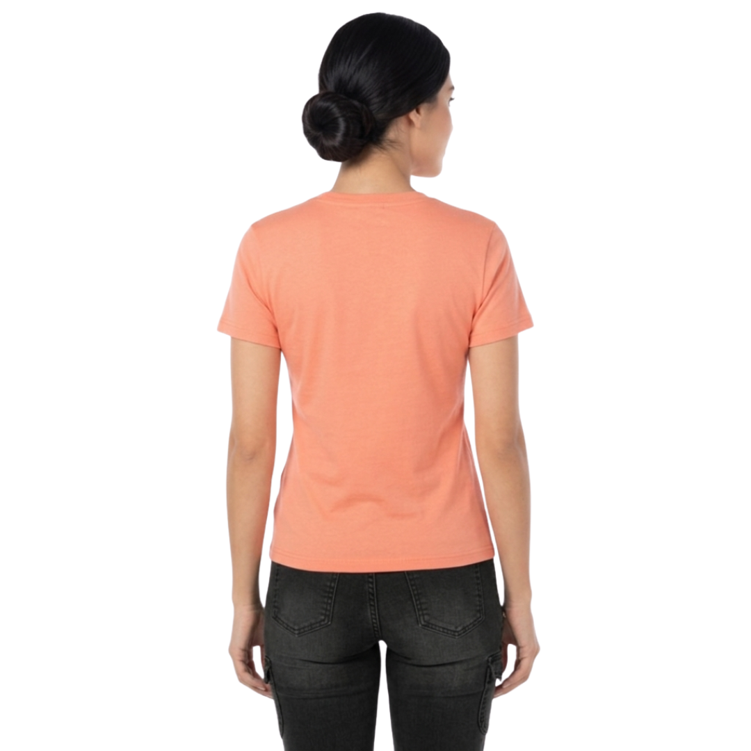Playera Cuello Redondo Manga Corta Con Silueta Para Dama Color Coral