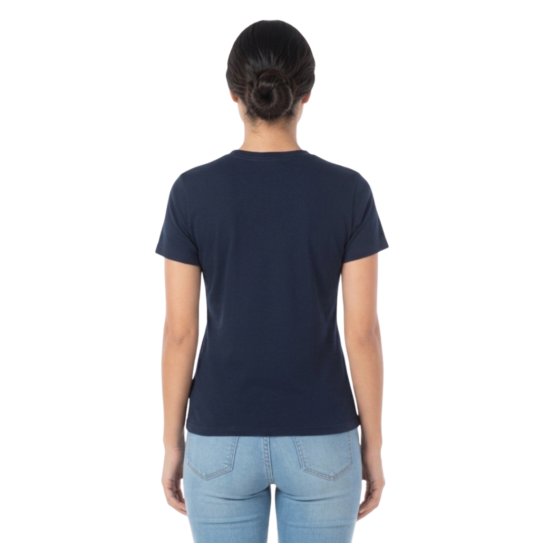 Playera Cuello Redondo Manga Corta Con Silueta Para Dama Color Azul Marino