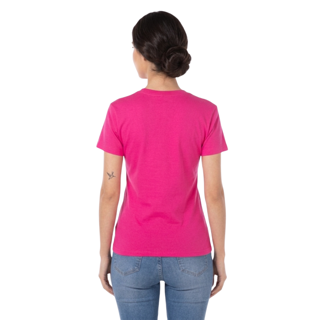 Playera Cuello Redondo Manga Corta Con Silueta Para Dama Color Fucsia