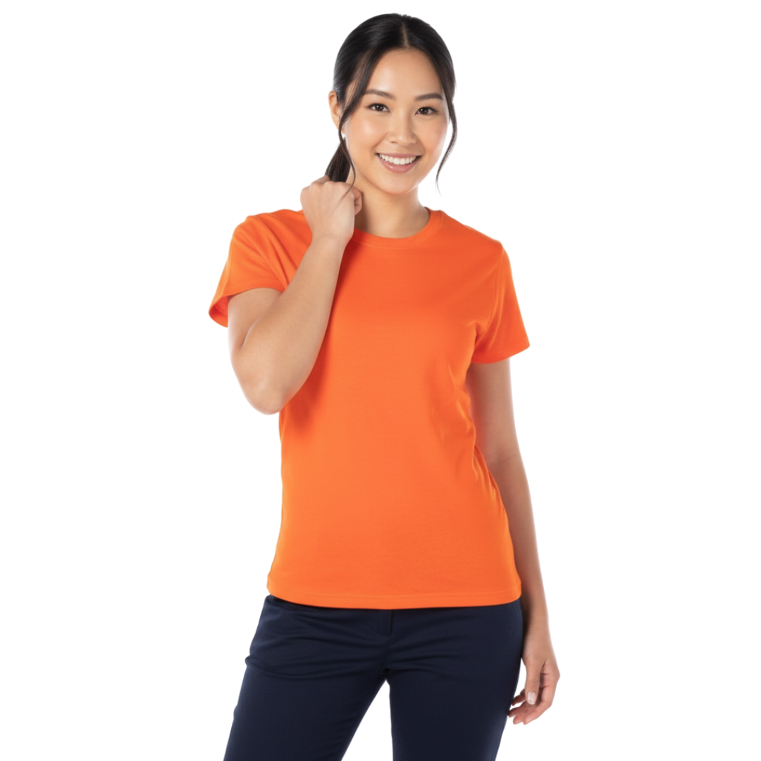 Playera Cuello Redondo Manga Corta Con Silueta Para Dama Color Naranja