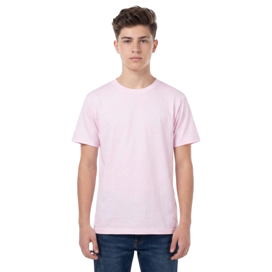 Playera Cuello Redondo Manga Corta Juvenil Unisex Color Rosa Pastel