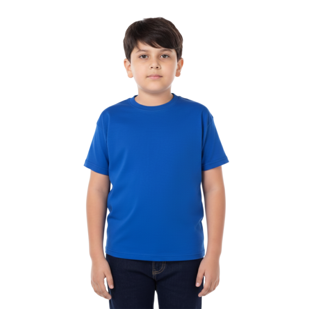Playera Cuello Redondo Manga Corta de Niño Unisex Color Royal