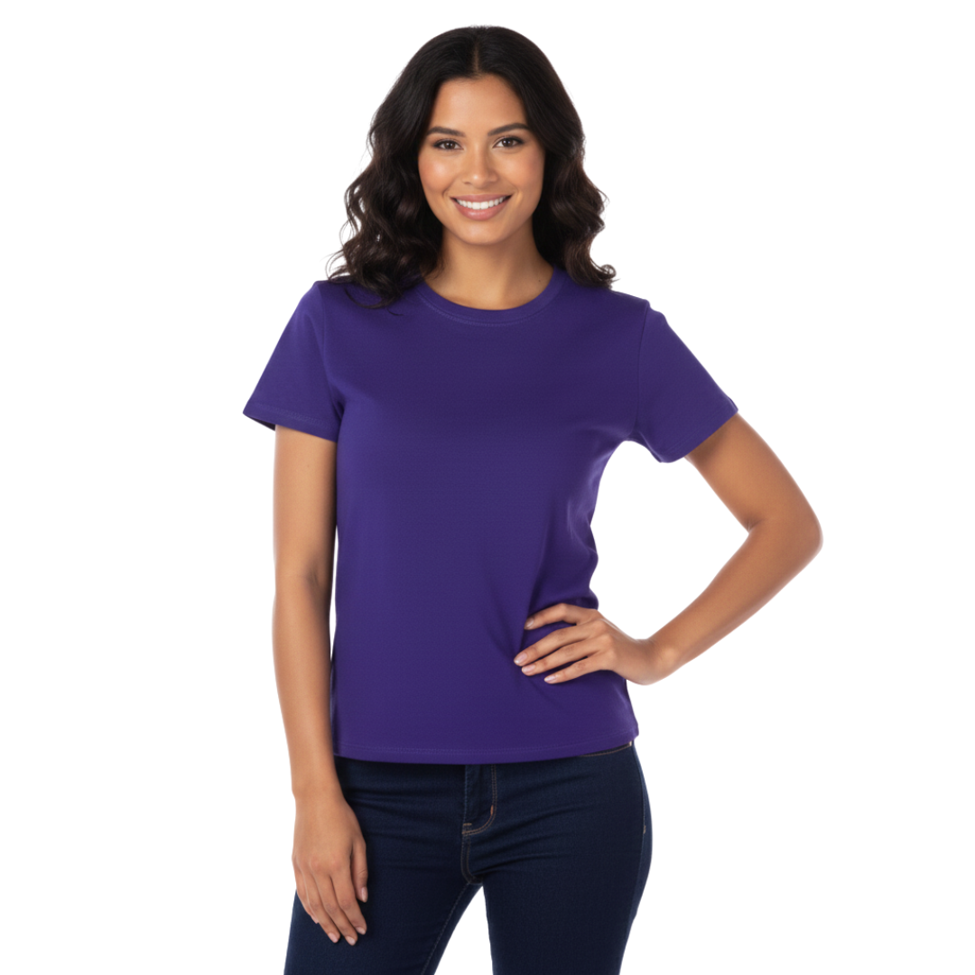 Playera Cuello Redondo Manga Corta Con Silueta Para Dama Color Morado