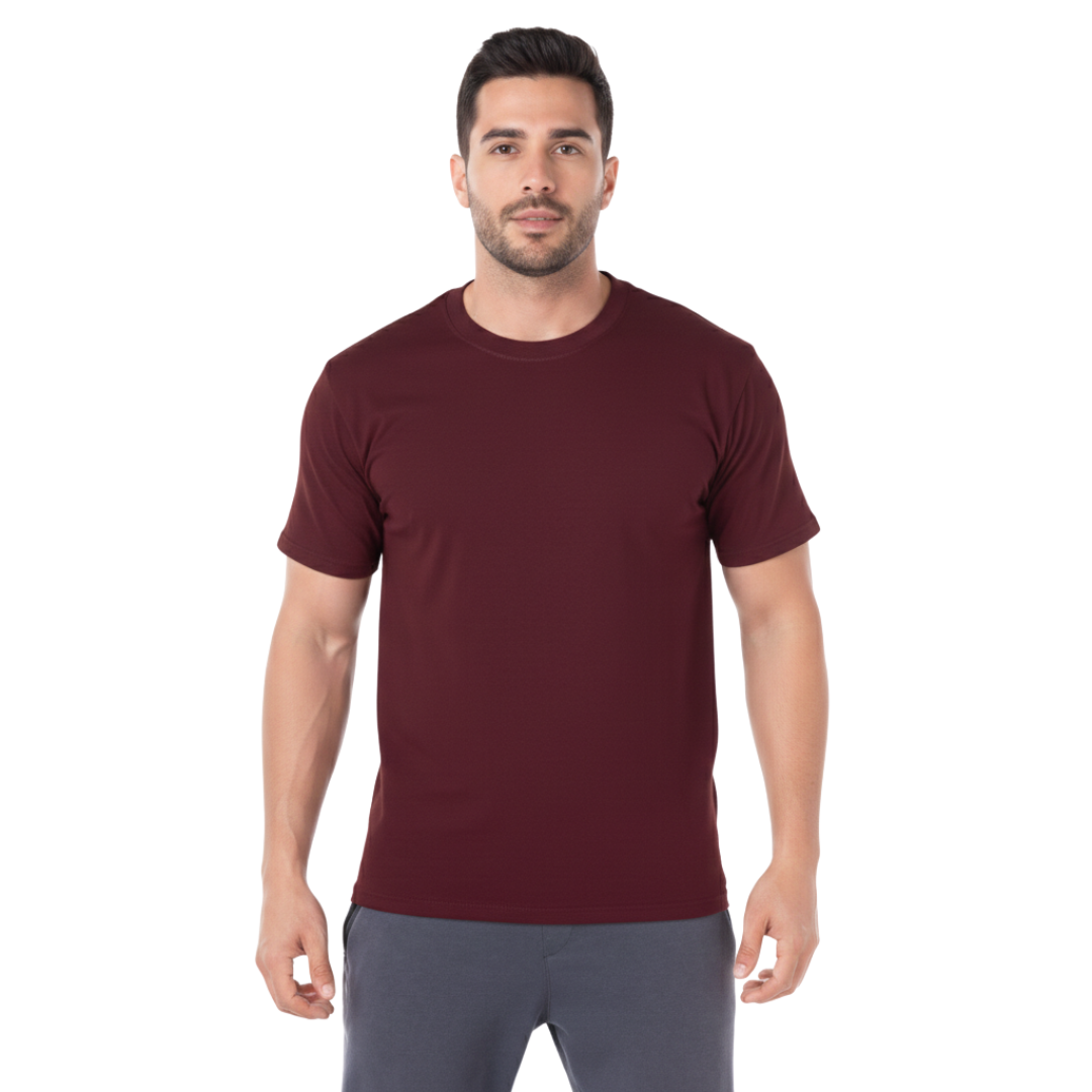 Playera Cuello Redondo Manga Corta Para Caballero Color Marrón