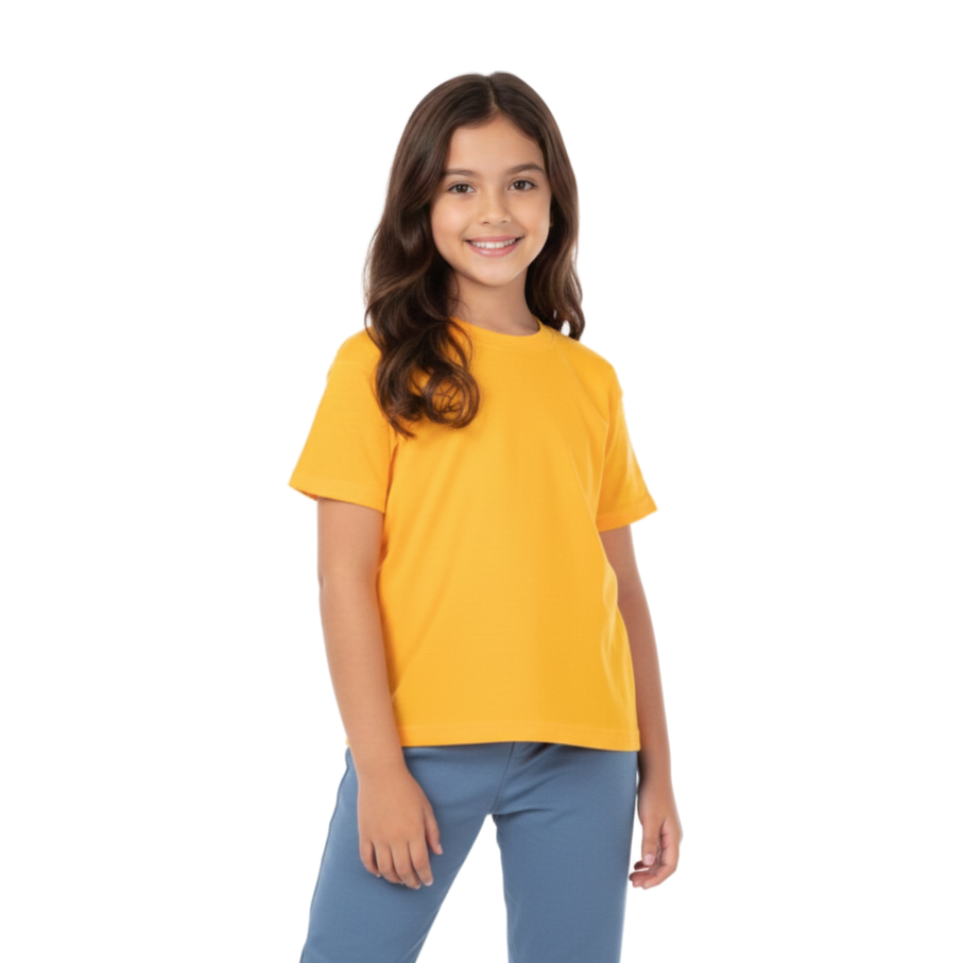 Playera Cuello Redondo Manga Corta de Niño Unisex Color Amarillo Mango