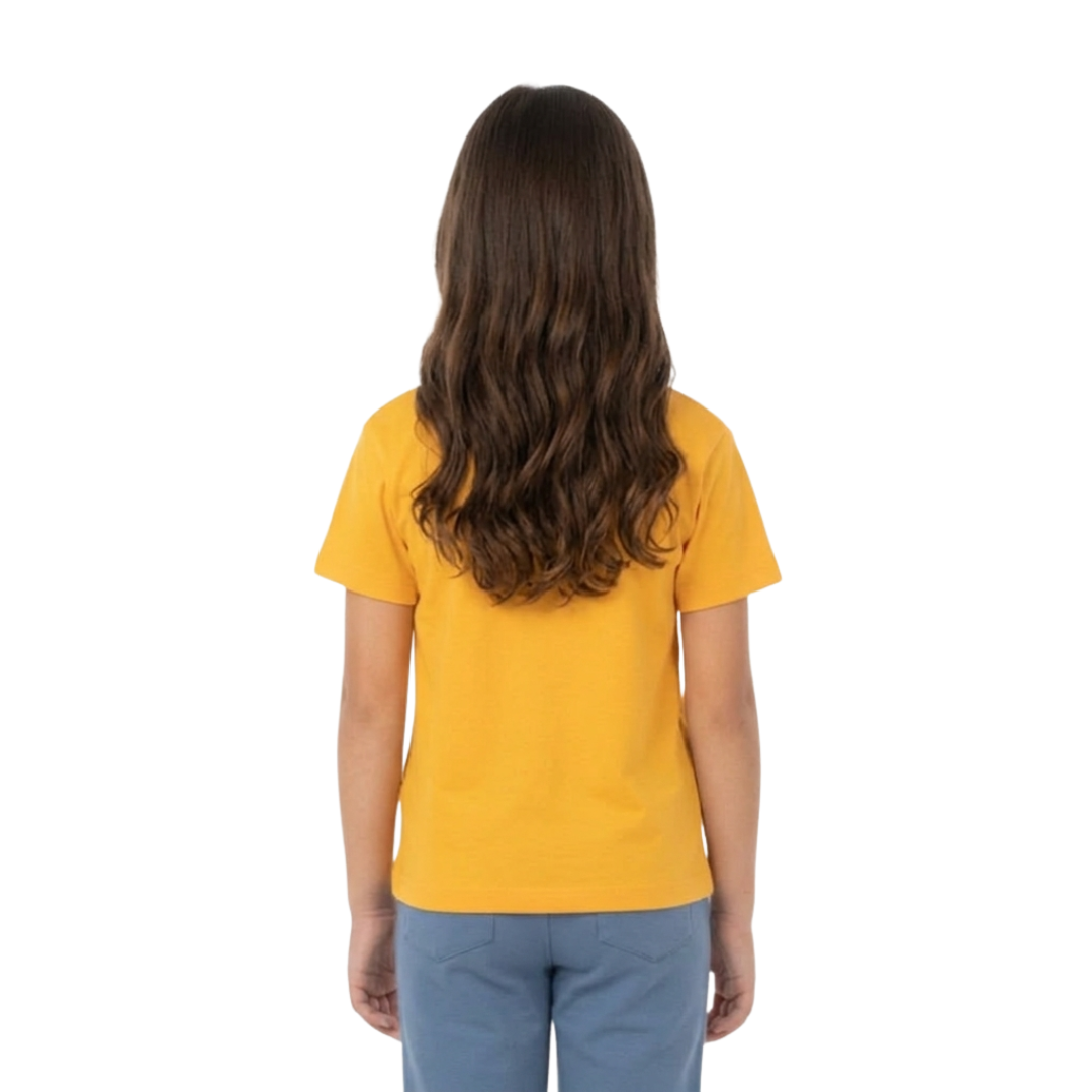 Playera Cuello Redondo Manga Corta de Niño Unisex Color Amarillo Mango