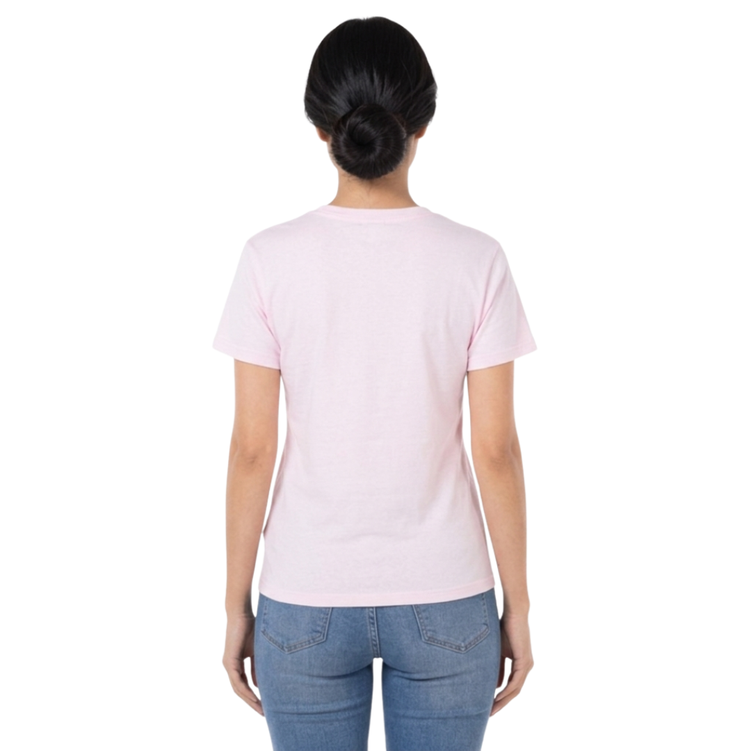 Playera Cuello Redondo Manga Corta Con Silueta Para Dama Color Rosa Pastel