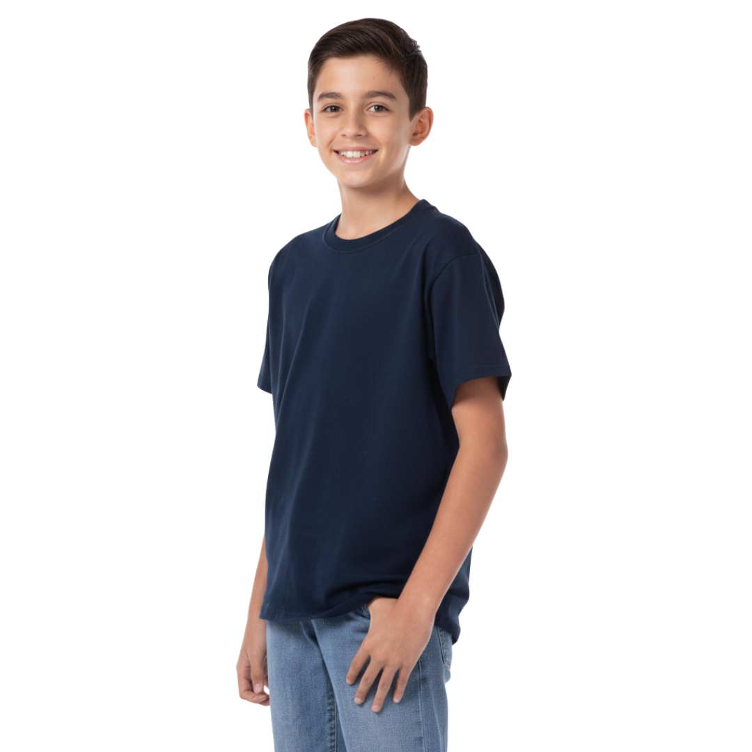 Playera Cuello Redondo Manga Corta Juvenil Unisex Color Azul Marino