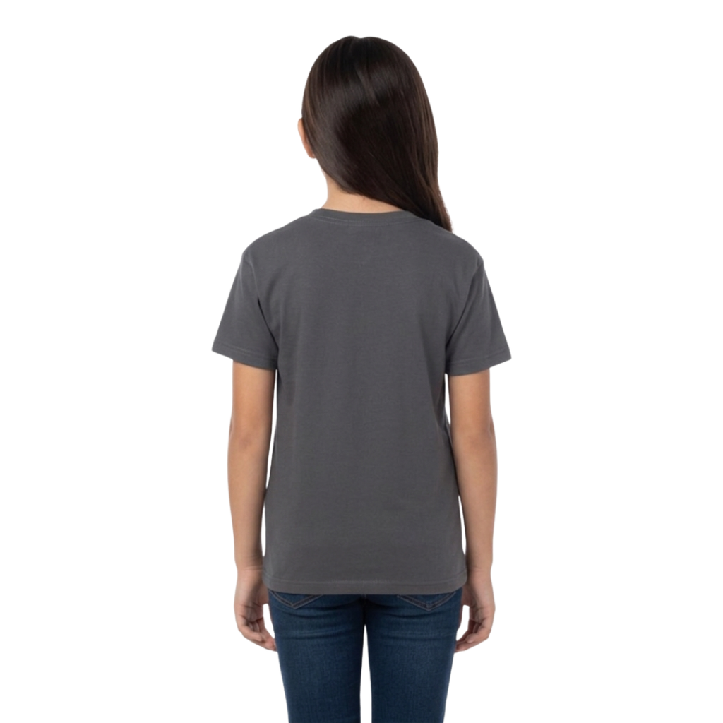 Playera Cuello Redondo Manga Corta de Niño Unisex Color Carbón