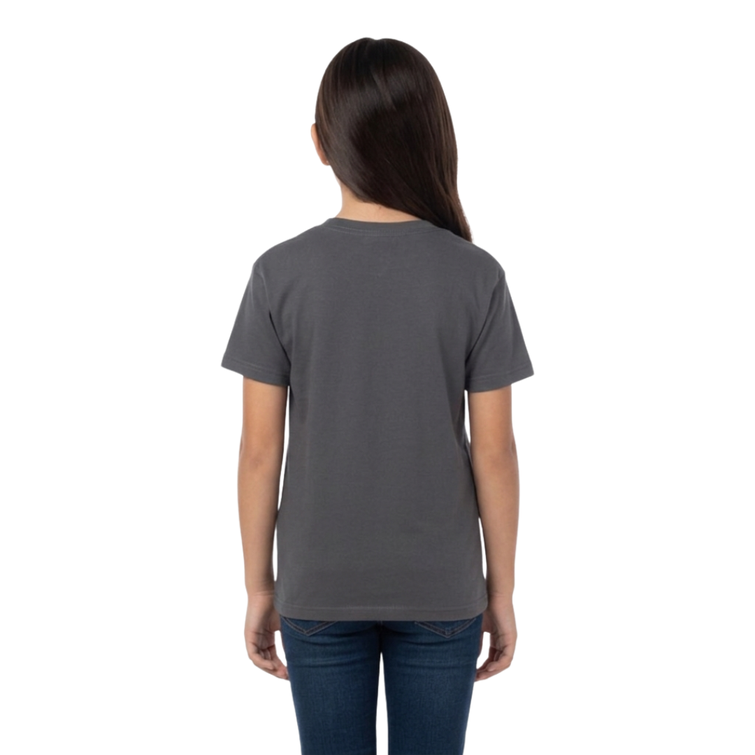 Playera Cuello Redondo Manga Corta de Niño Unisex Color Carbón