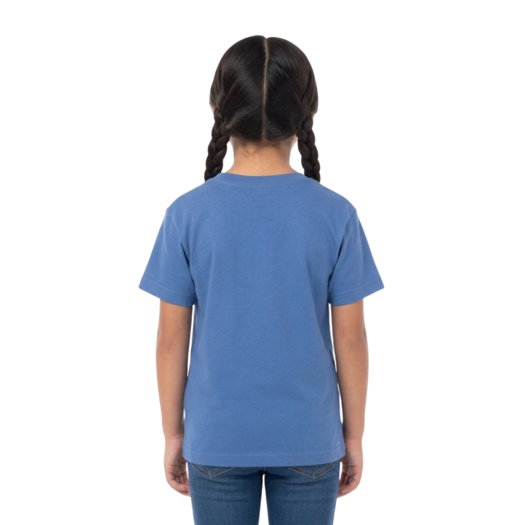 Playera Cuello Redondo Manga Corta de Niño Unisex Color Celeste