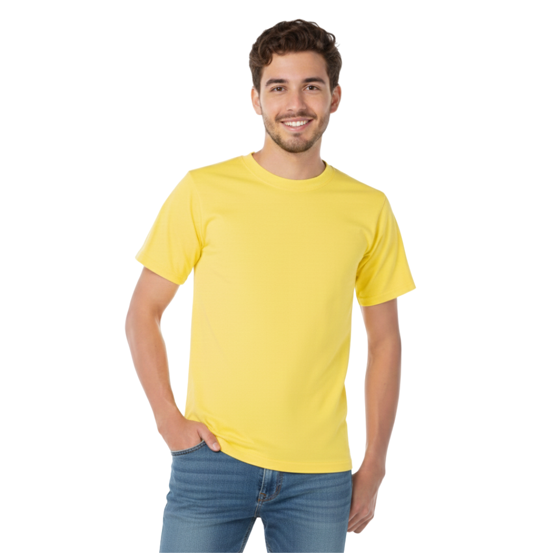 Playera Cuello Redondo Manga Corta Juvenil Unisex Color Amarillo Canario
