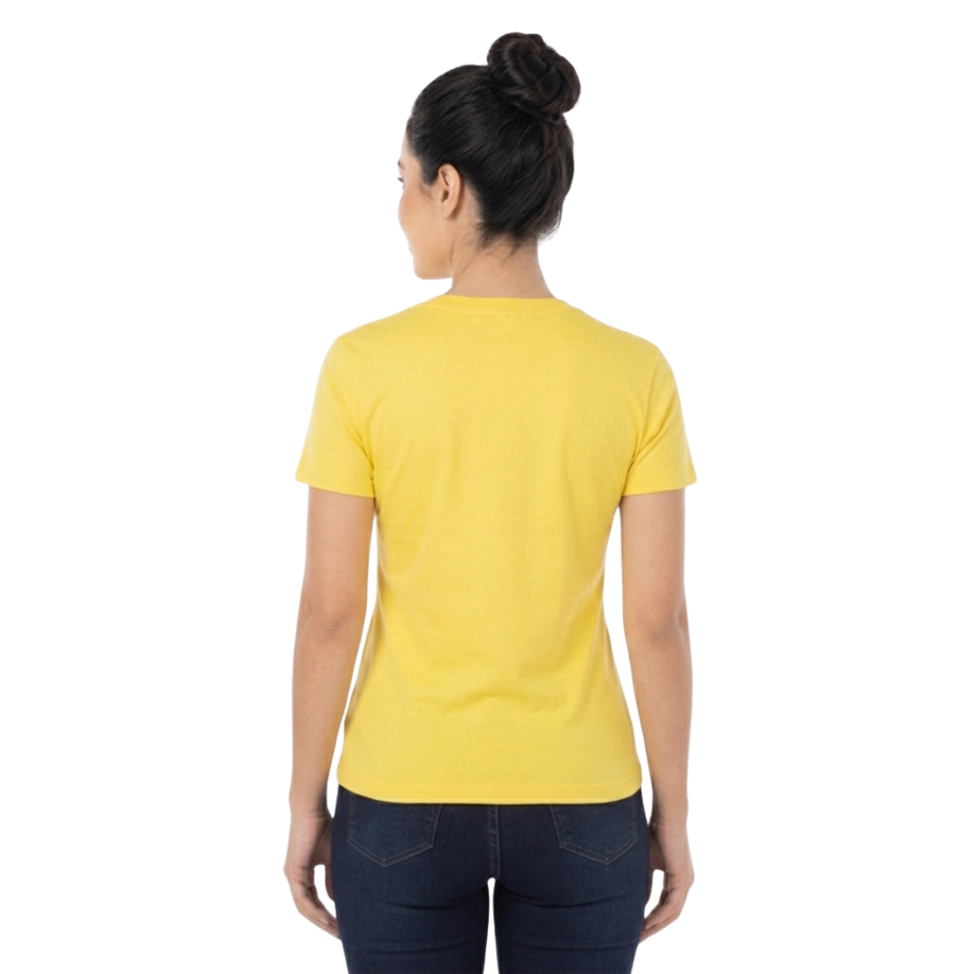 Playera Cuello Redondo Manga Corta Con Silueta Para Dama Color Canario