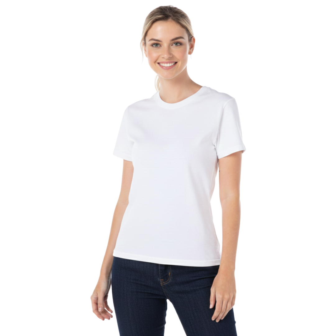 Playera Cuello Redondo Manga Corta Con Silueta Para Dama Color Blanco