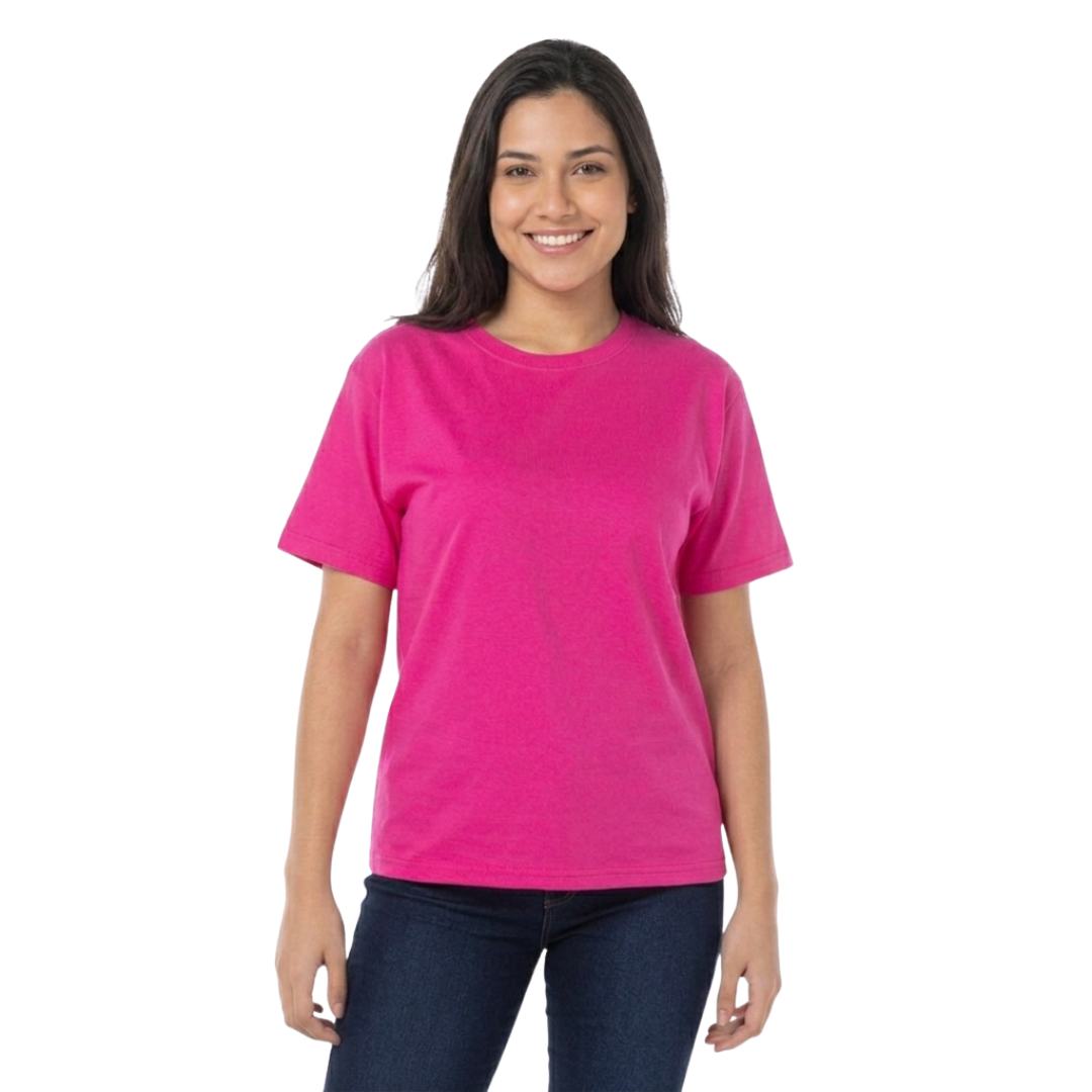 Playera Cuello Redondo Manga Corta Juvenil Unisex Color Fucsia