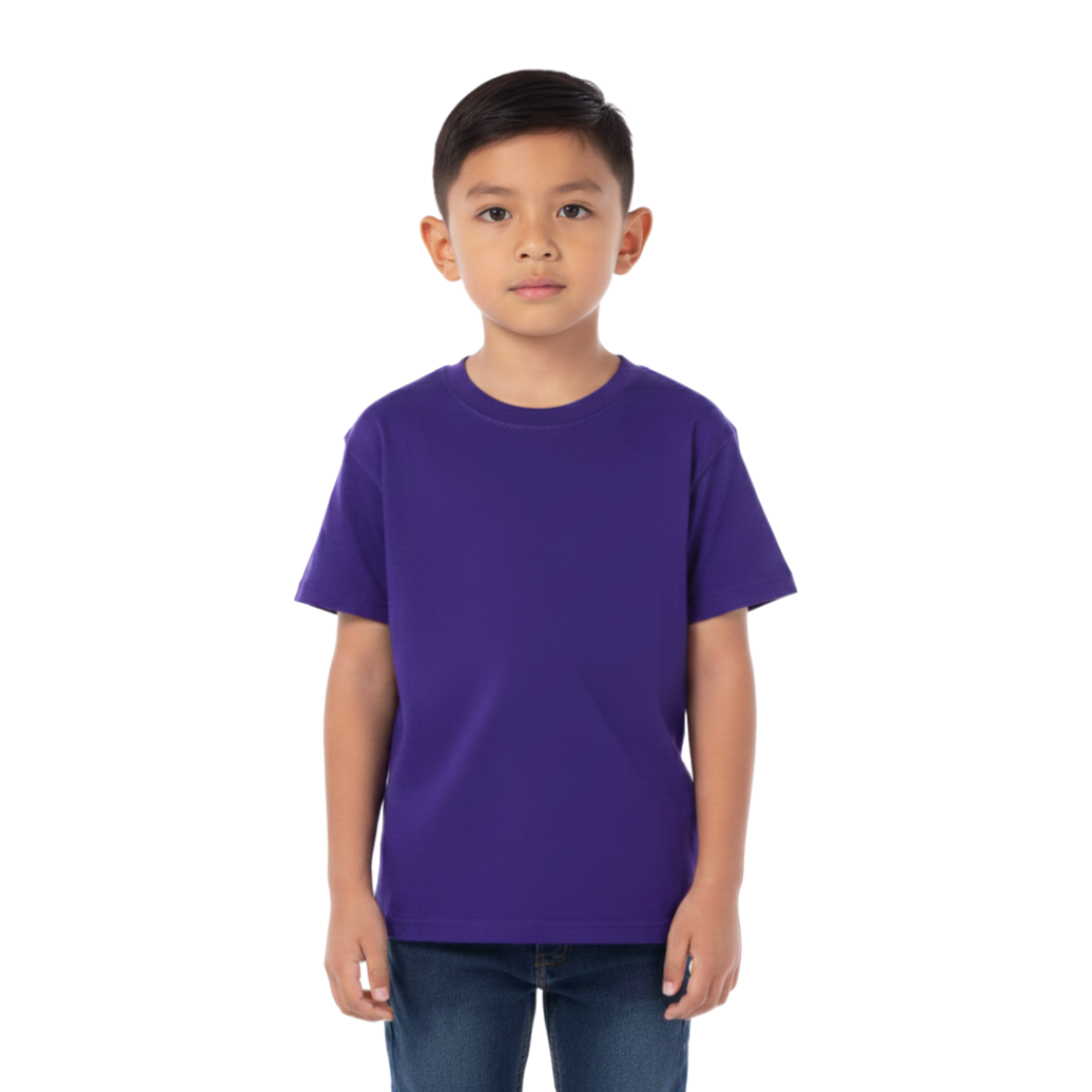 Playera Cuello Redondo Manga Corta de Niño Unisex Color Morado