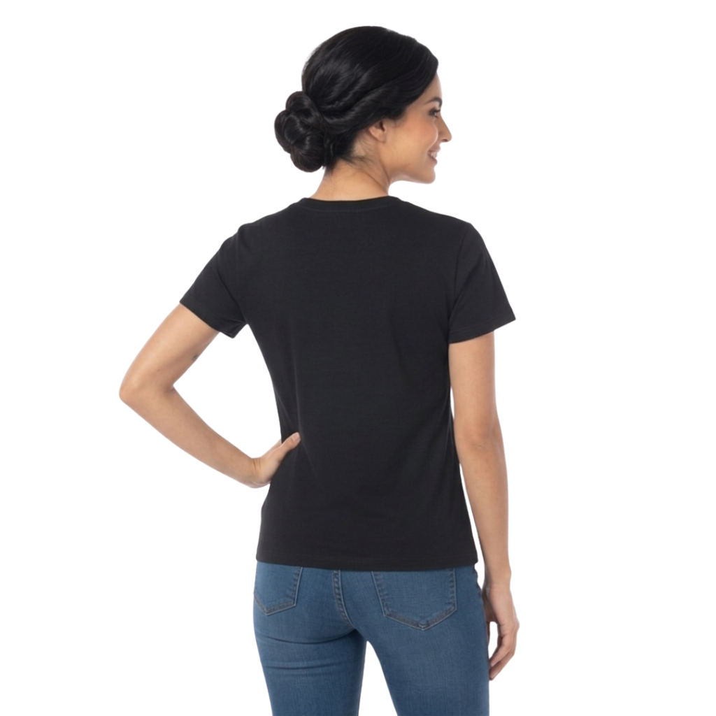 Playera Cuello Redondo Manga Corta Con Silueta Para Dama Color Negro