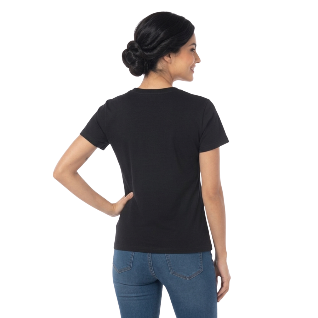 Playera Cuello Redondo Manga Corta Con Silueta Para Dama Color Negro