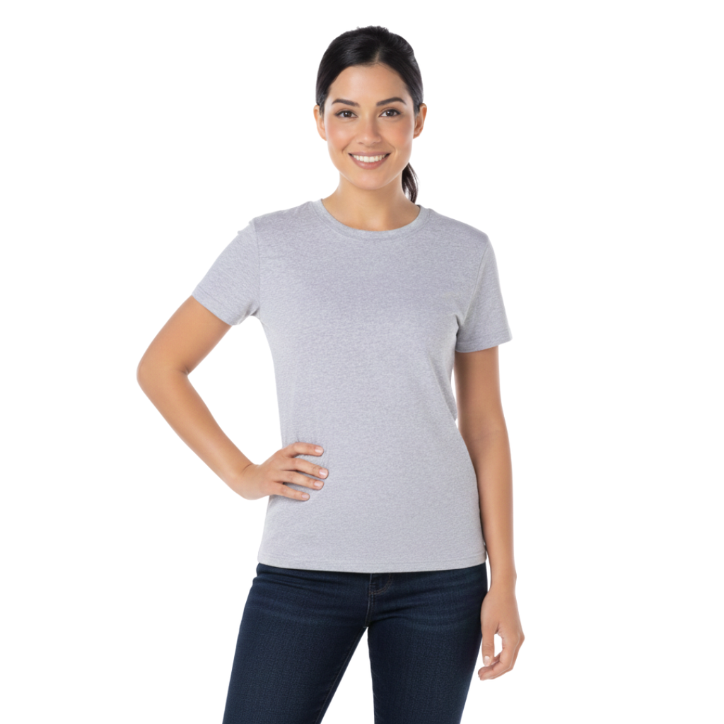 Playera Cuello Redondo Manga Corta Con Silueta Para Dama Color Gris Jaspe