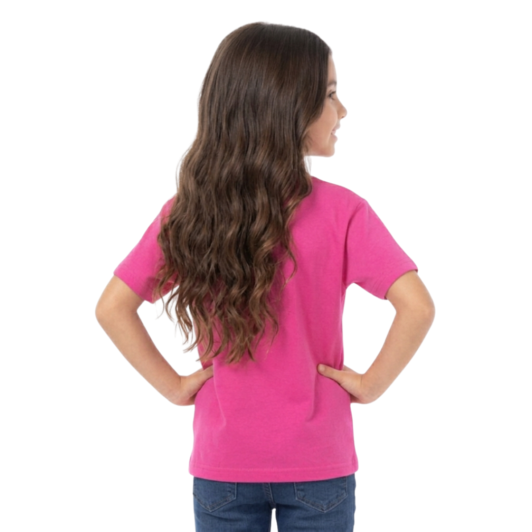 Playera Cuello Redondo Manga Corta de Niño Unisex Color Fucsia