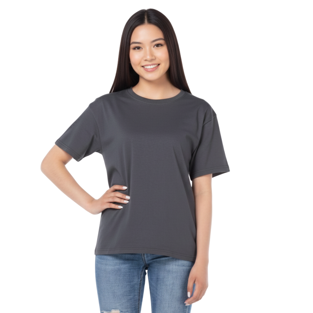Playera Cuello Redondo Manga Corta Juvenil Unisex Color Carbón