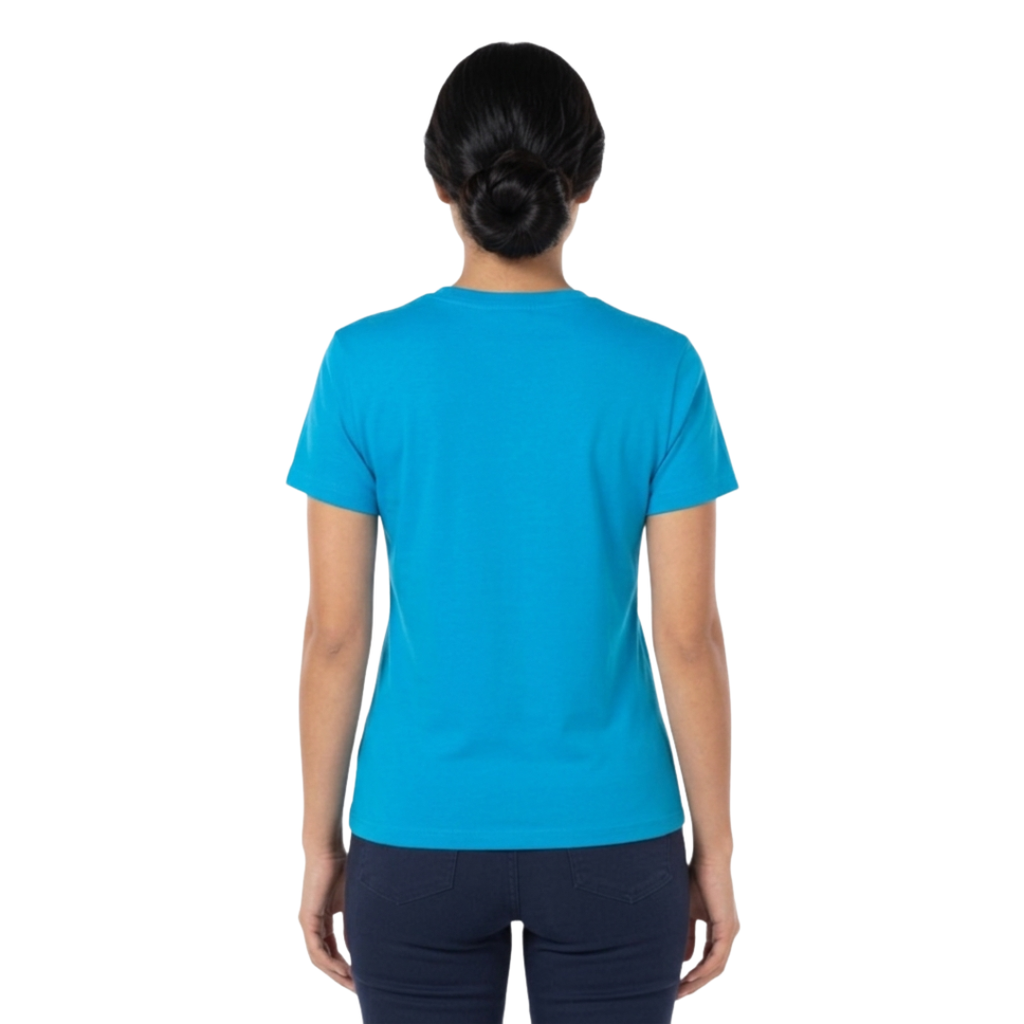 Playera Cuello Redondo Manga Corta Con Silueta Para Dama Color Turquesa