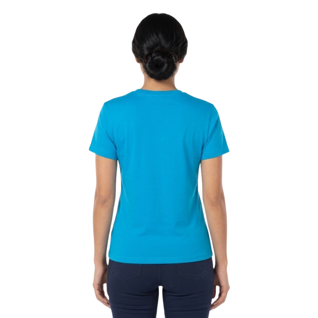 Playera Cuello Redondo Manga Corta Con Silueta Para Dama Color Turquesa