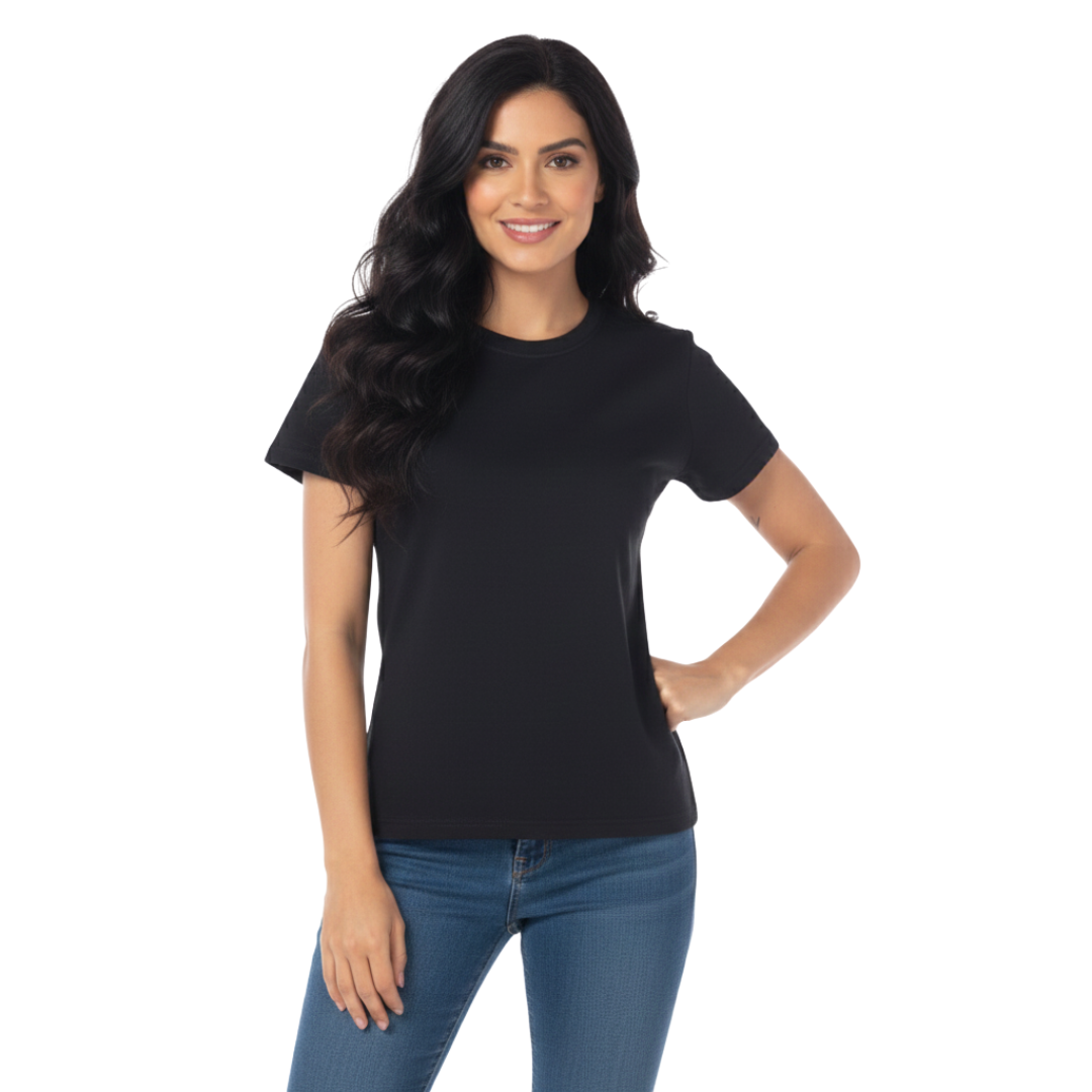 Playera Cuello Redondo Manga Corta Con Silueta Para Dama Color Negro