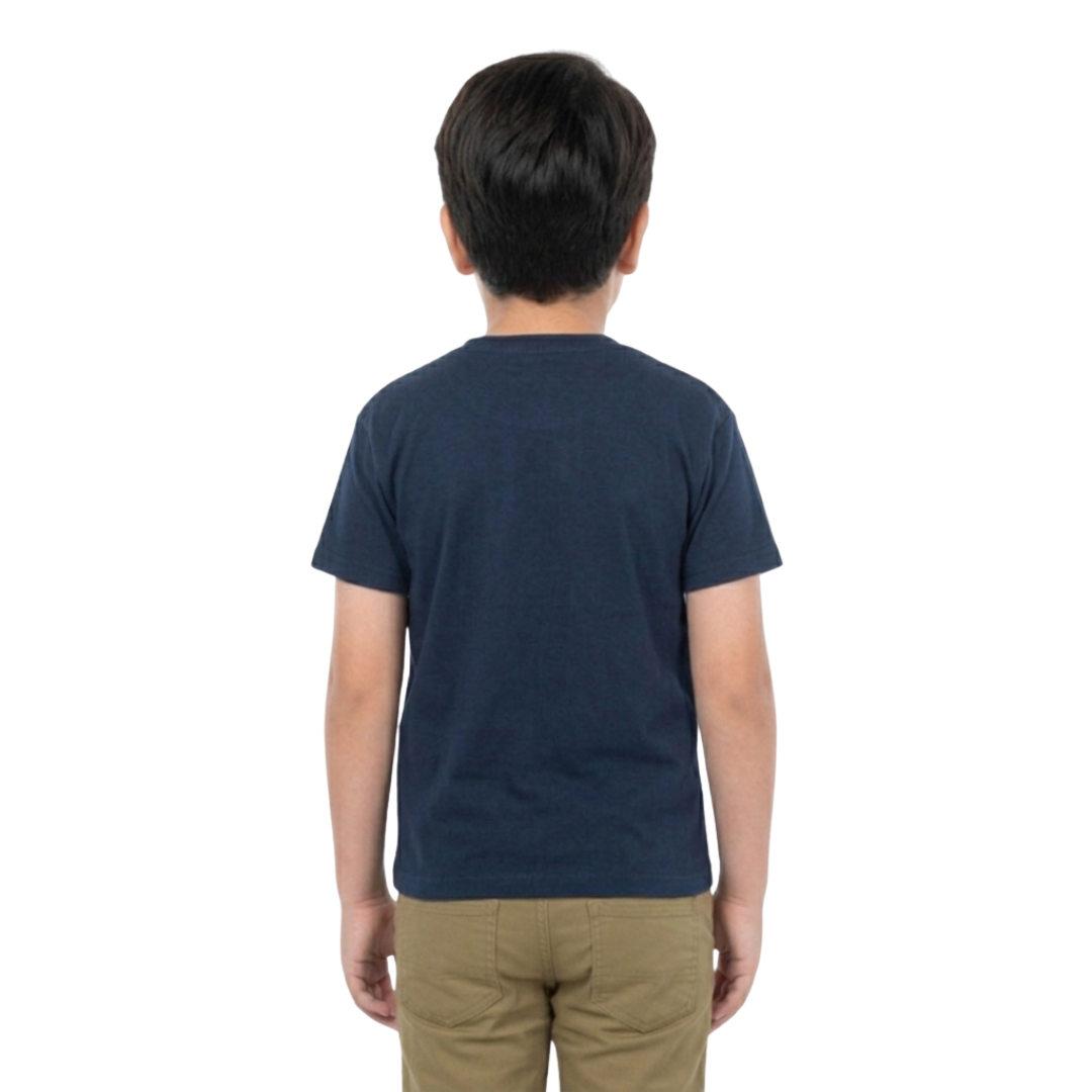 Playera Cuello Redondo Manga Corta de Niño Unisex Color Azul Marino