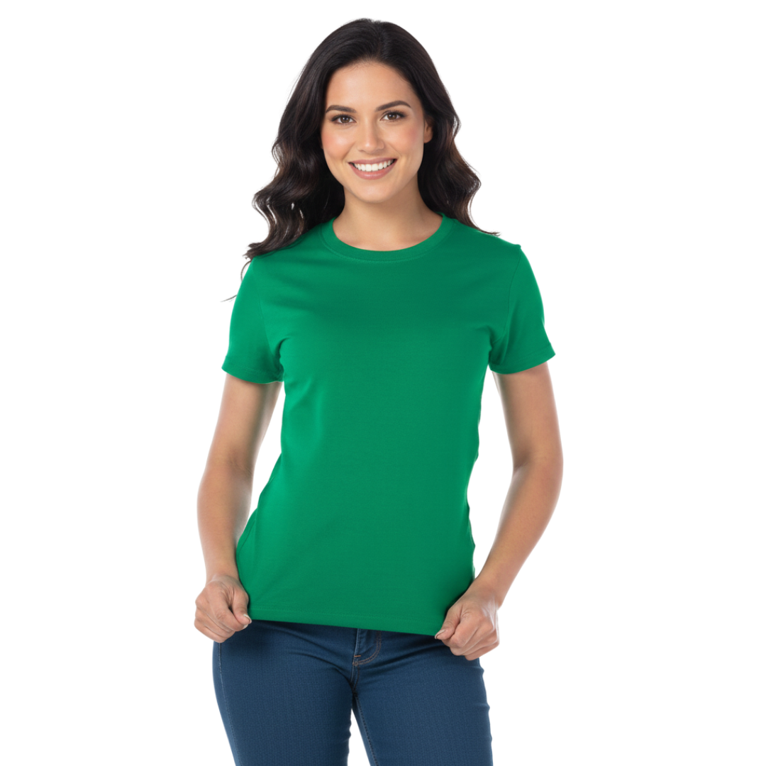 Playera Cuello Redondo Manga Corta Con Silueta Para Dama Color Verde Jade