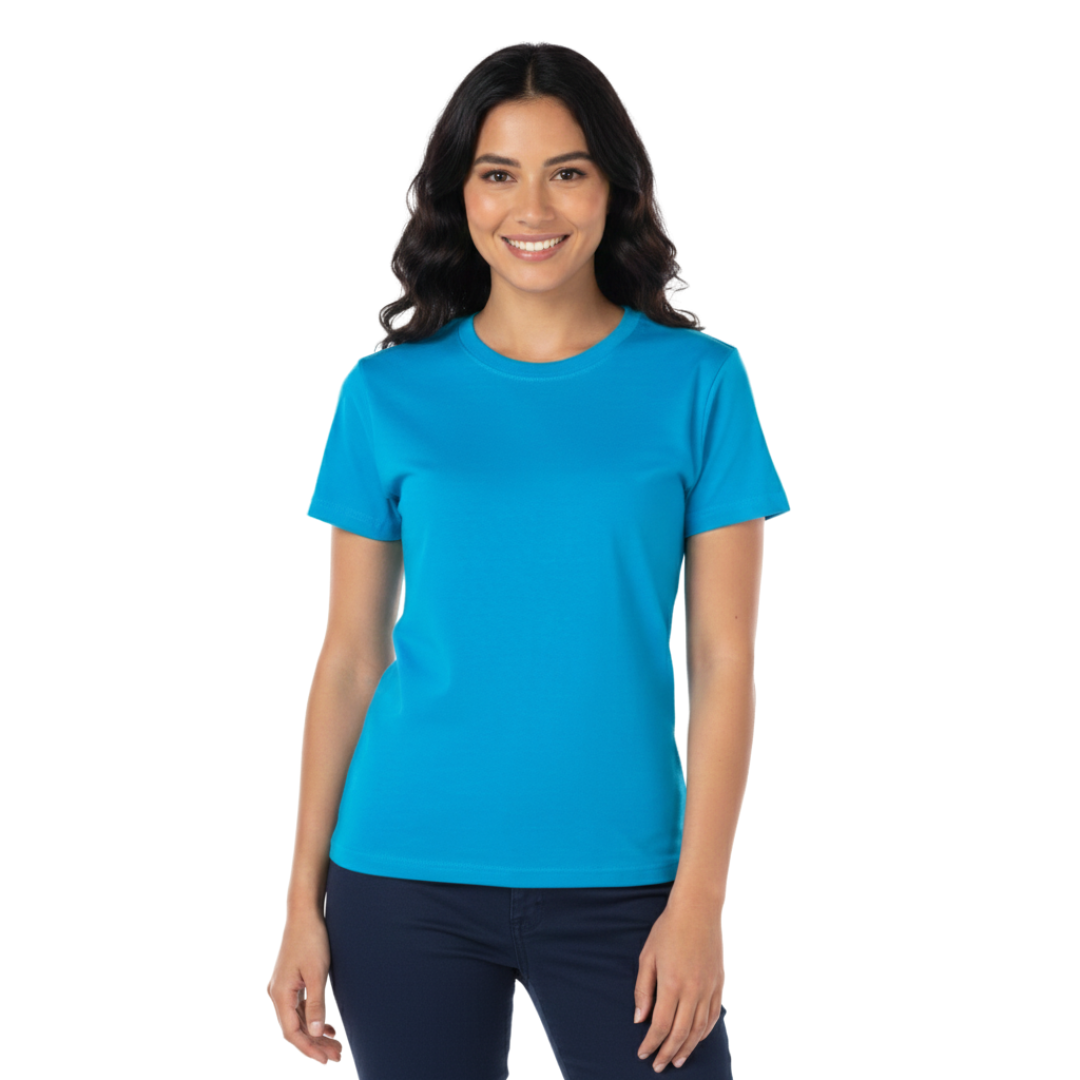 Playera Cuello Redondo Manga Corta Con Silueta Para Dama Color Turquesa