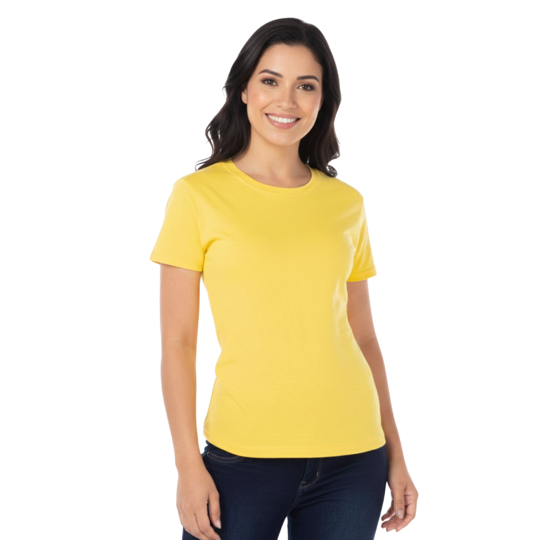 Playera Cuello Redondo Manga Corta Con Silueta Para Dama Color Canario