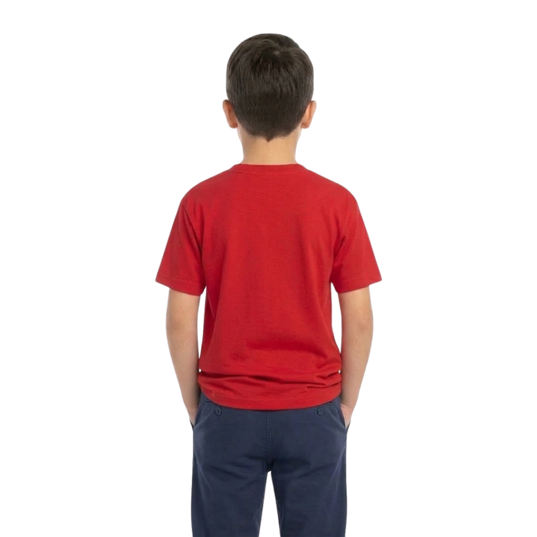 Playera Cuello Redondo Manga Corta de Niño Unisex Color Rojo