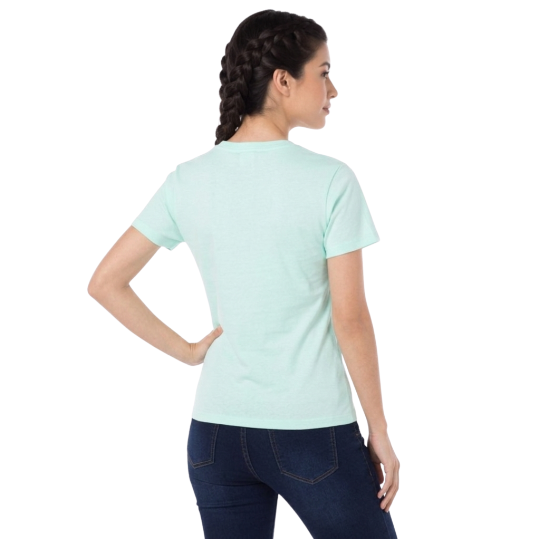 Playera Cuello Redondo Manga Corta Con Silueta Para Dama Color Aqua