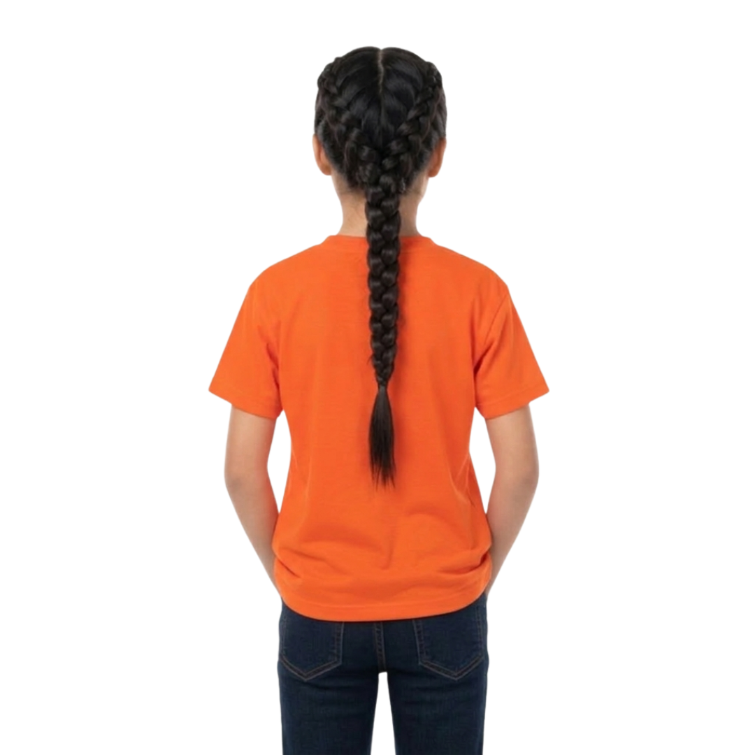 Playera Cuello Redondo Manga Corta de Niño Unisex Color Naranja